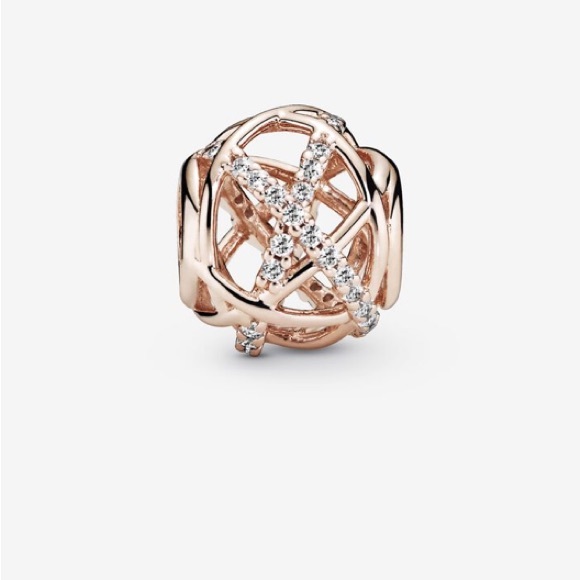 ROSE GOLD SPARKLING & POLISHED LINES CHARMS(X2)❤️WILL FIT ANY PANDORA BRACELET❤️ - Picture 7 of 8